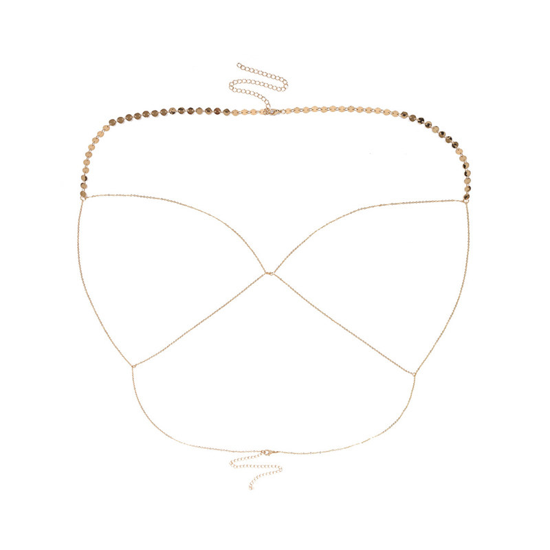 JZ Bodychain 欧美简约长款项链女 海边bikini内搭性感胸链身体链