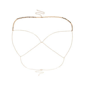JZ Bodychain 欧美简约长款项链女 海边bikini内搭性感胸链身体链