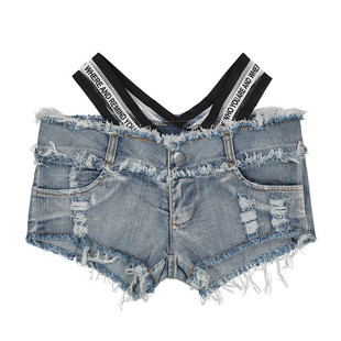 酒吧热裤异形裤夜店辣妹钢管舞蹈牛仔裤女heels热舞服装迷人短裤