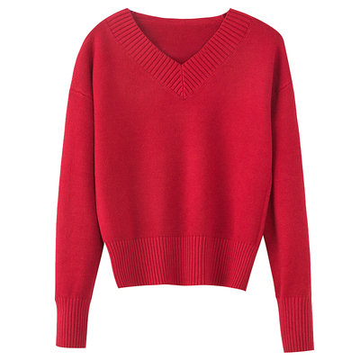 短款v领毛衣女小个子上衣针织衫
