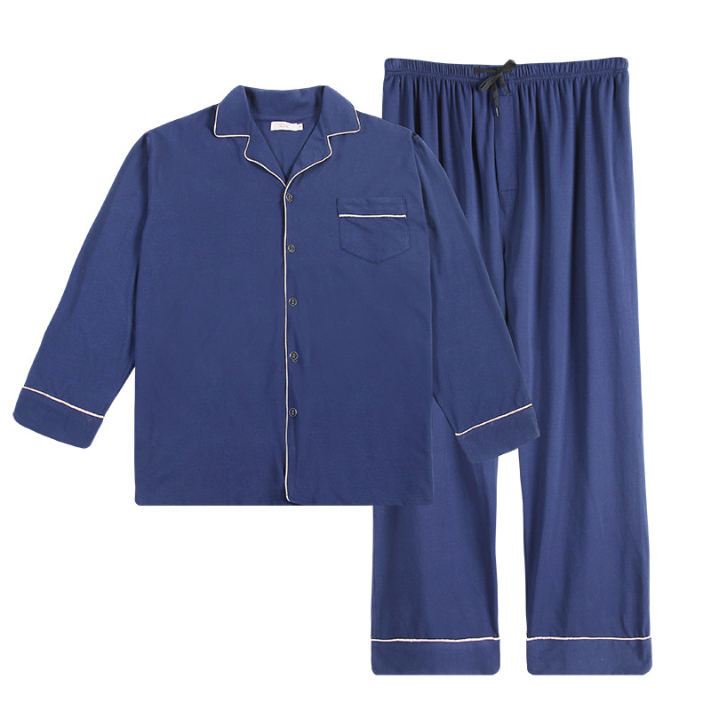 大码睡衣男300斤加肥加大夏薄长袖胖子特大号爸爸起居服套5XL