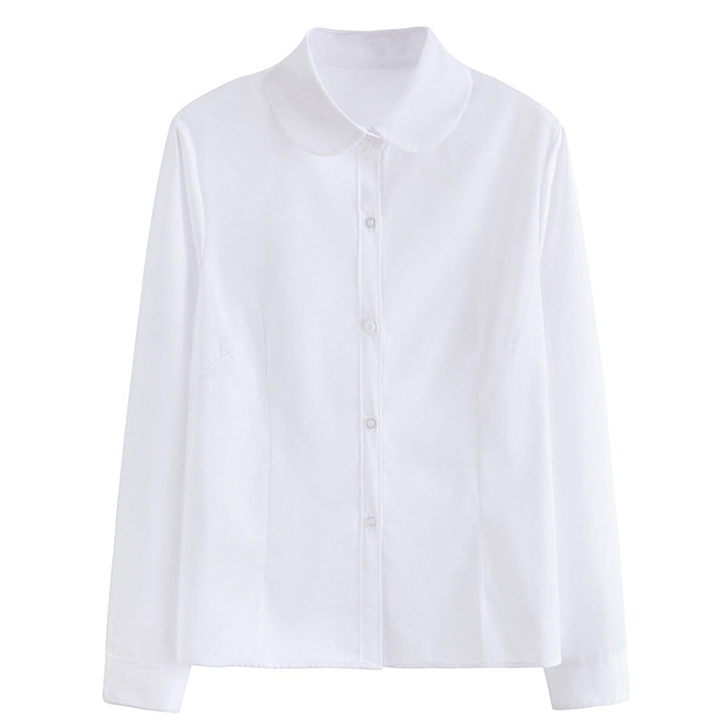 白衬衫圆领大码长袖丸襟jk制服