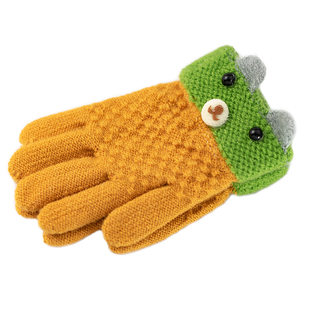 儿童手套全指冬季毛线保暖防寒户外针织小孩五指小学生幼童兔耳朵