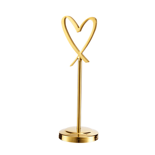 不锈钢台号牌心型餐桌牌婚礼签到台卡牌席位卡夹婚庆桌卡夹名片夹