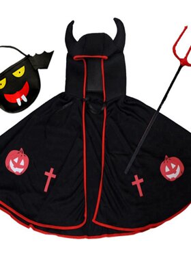 女童服饰恶魔亲子南瓜牛角披风