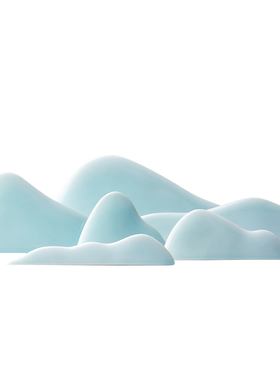 禅意风雪山茶室抽象陶瓷书房摆件