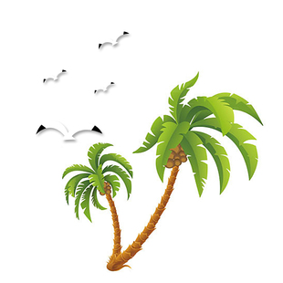 椰子树墙贴画海滩风景椰树海鸥贴纸客厅房间卧室墙面装饰墙纸自粘