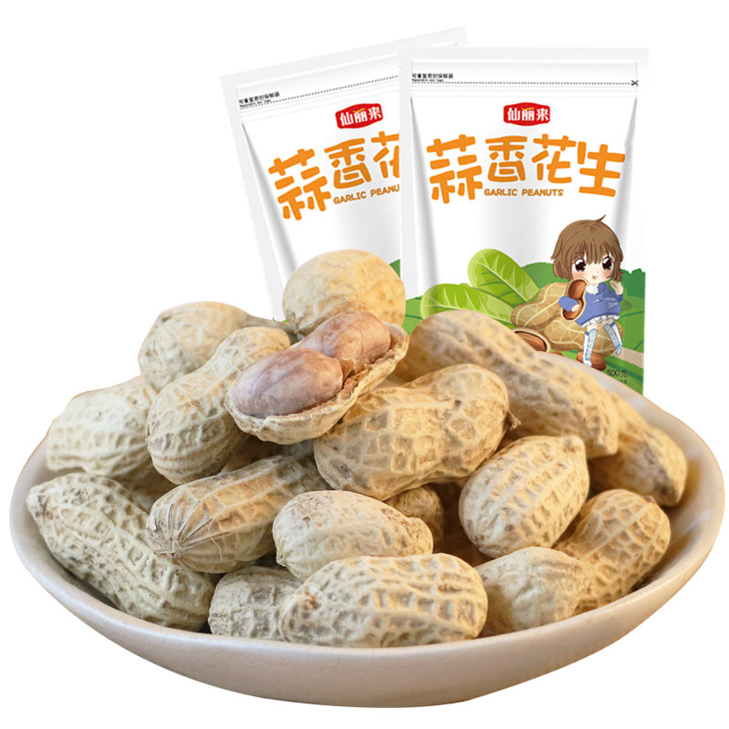 仙丽来龙岩花生蒜香花生水煮白晒咸干带壳湿烤花生米年货零食炒货