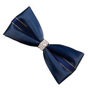 包邮纯手工个性拉丝质感镶钻结婚新郎领结韩版时尚舞台婚庆领花男