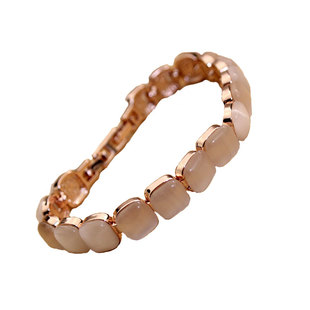 威妮华比拉防过敏耳环女玫瑰金经项链锁骨链三件套猫眼石百搭手链