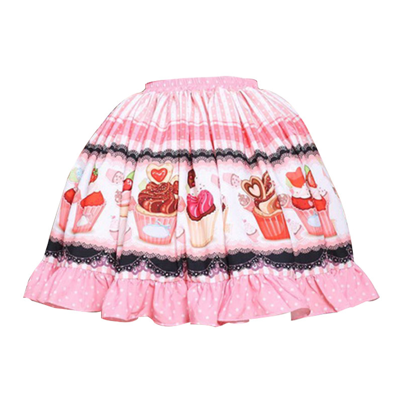 lolita黑蕾丝粉红纸杯洛丽塔短裙