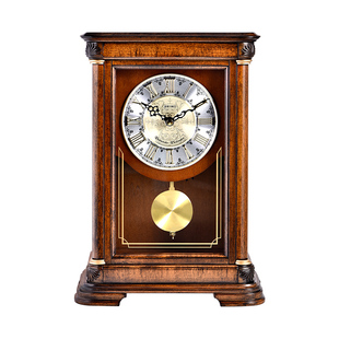 seiko日本精工欧式静音整点报时台钟客厅豪华实木石英座钟QXQ008B