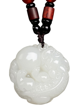 招财转运平安扣和田玉吊坠男女款