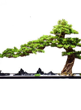 天然玄关迎客松实木招财新中式