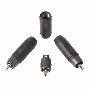 台湾MPS中心镂空HIFI发烧级紫铜镀金镀铑焊接莲花插头信号线RCA头