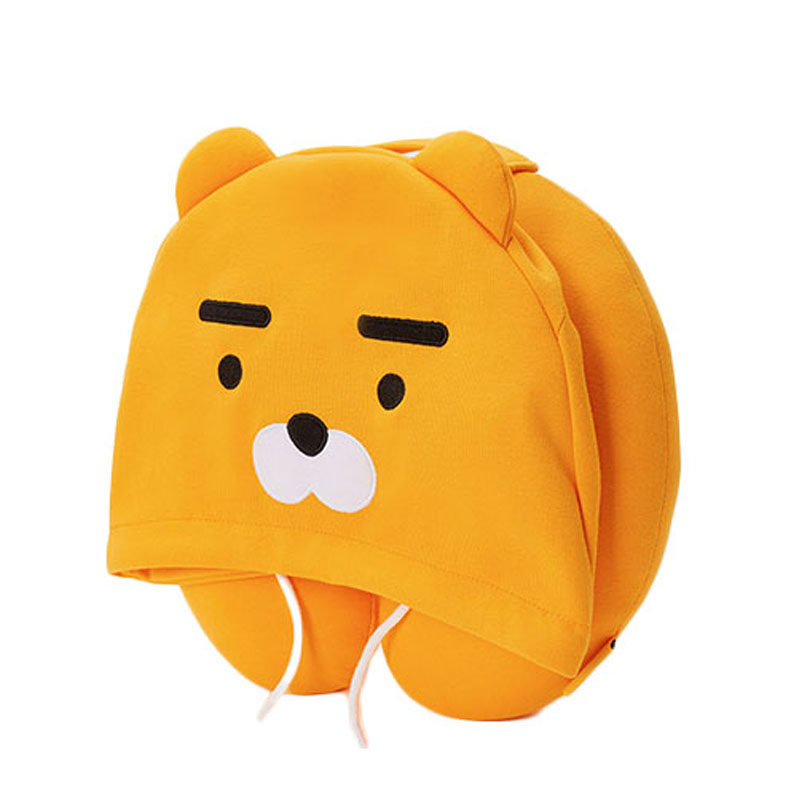 kakao卡考line布朗熊针织毛绒棉布U型枕旅行枕ryan颈枕脖枕带帽子
