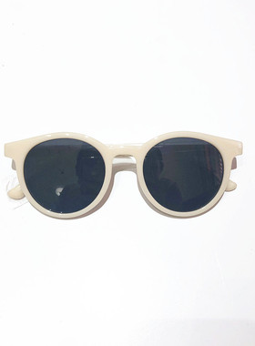 白色边框墨镜女圆形偏光韩版太阳镜白框复古女士墨镜小脸女潮小号