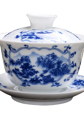 盖碗茶杯茶碗大号茶具白瓷手抓壶