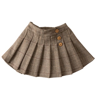 女童半身百褶裙秋冬2025新款儿童洋气格子短裙小女孩外穿裙子冬季