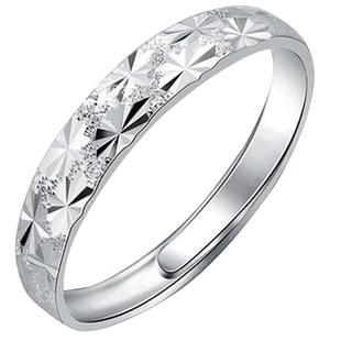 纯银戒指女千999足银女款时尚单只闪亮银饰满天星开口潮生日礼物