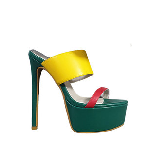 15CM裸色拖鞋女外穿露趾性感凉拖小码蛇纹高跟鞋女2025年新款冬季