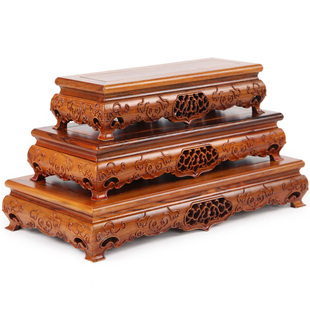 摆件底座实木六角形花瓶花盆红木底座托架奇石头佛像木质底座木托