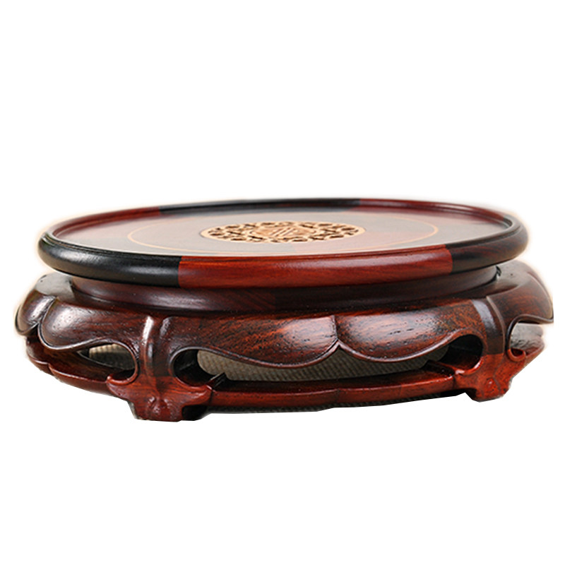 红木大红酸枝镶黄杨莲花底座茶壶香炉奇石玉器花瓶盆景摆件木底座