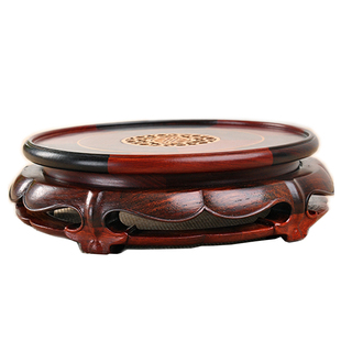 红木大红酸枝镶黄杨莲花底座茶壶香炉奇石玉器花瓶盆景摆件木底座