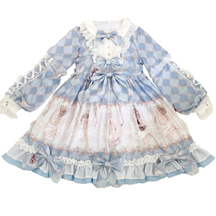 现货日系少女春秋闺蜜爱神乐章lolita轻lo洛丽塔长袖OP日常连衣裙