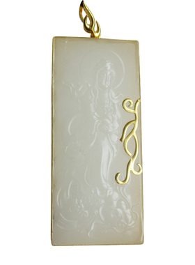 金镶玉手工礼物观音吊坠