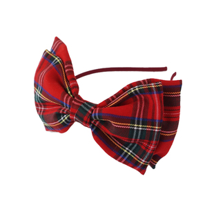本守造原创手工双层大蝴蝶结英伦红色格子发箍圣诞节新年