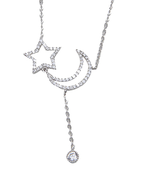 星月项链s925纯银锆石女日韩版