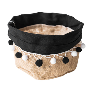 LIMlife北欧波西米亚拼接流苏网红球童趣黑白麻布收纳袋子花盆套