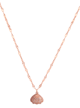 网红珍珠贝壳项链钛钢小众设计