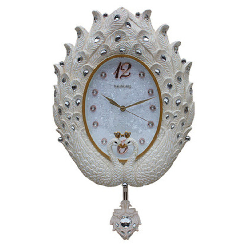 海之星欧式挂钟时尚造型客厅艺术扫秒时钟高档创意婚礼静音摇摆钟