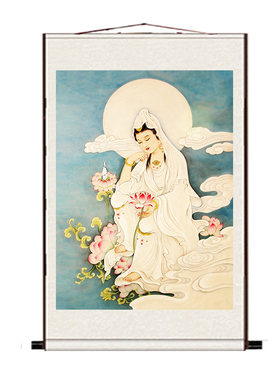 南海白衣杨柳净瓶观世音菩萨画像