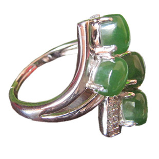 碧玉戒指男女款天然老坑碧玉金镶玉戒指镶银指环银镶玉苏工