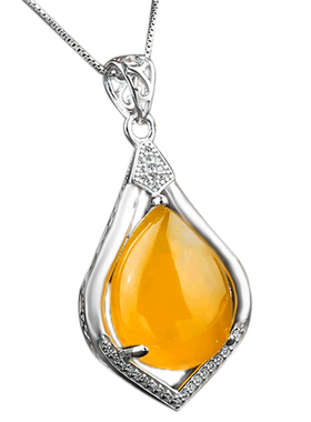 纯银镶嵌蜜蜡吊坠空托