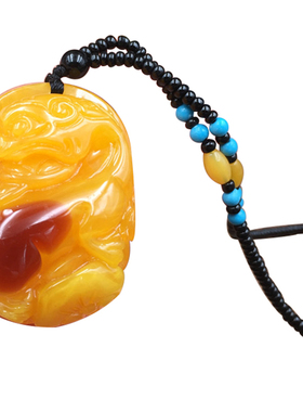 串珠蓝光花朵玫瑰招财貔貅老蜜蜡