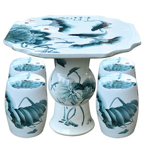 景德镇陶瓷桌凳套装 一桌四凳 户外庭院露天阳台瓷器桌椅子GMC528