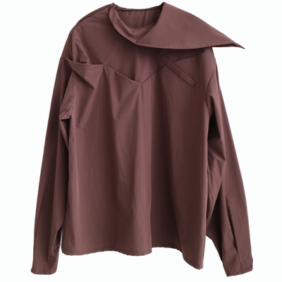 独家复古飞领不对称廓形衬衫