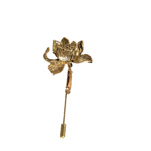 新款莲花胸针个性复古色莲花一字长针古装剧西服胸花简约莲蓬别针