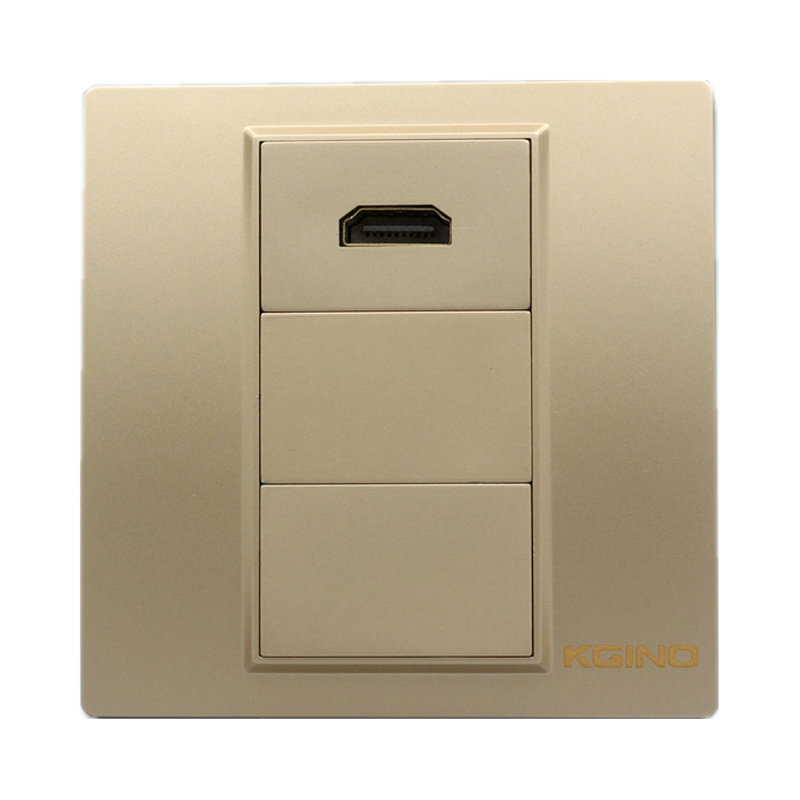 香槟金86型HDMI90度弯头直插面板金色高清口2.0兼容1.4版HDMI插座