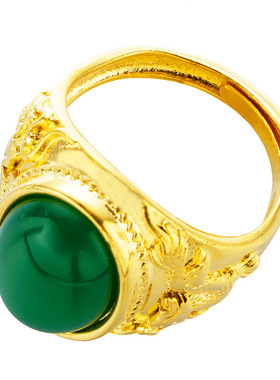 霸气风越南沙金玉髓配饰开口戒指