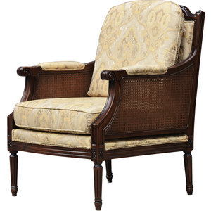 木先生单人沙发椅美式乡村家具小户型实木布艺扶手老虎椅轻奢雕花