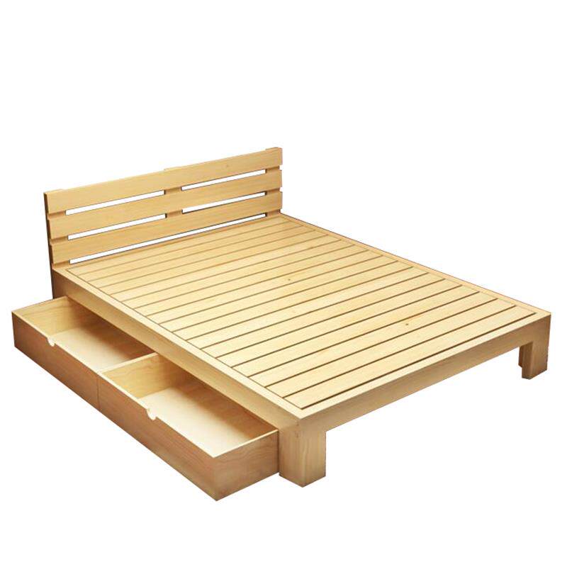 现代简约实木床1.5米1.8m双人床主卧经济型出租房用简易床1.2单人