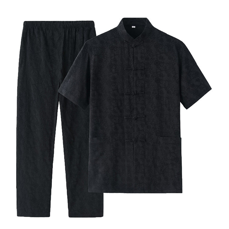 夏季短袖中式纯棉爸爸居士服唐装
