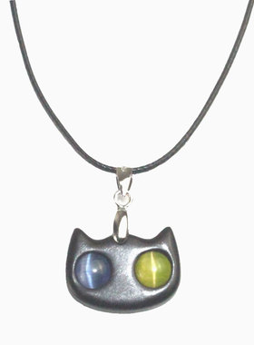 黑红吊坠项链情侣猫眼石可爱