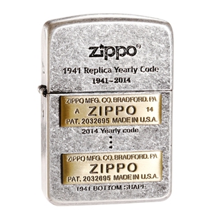 原装正品zippo打火机 黑冰1941复刻贴章底刻纪念款古银 历史演变