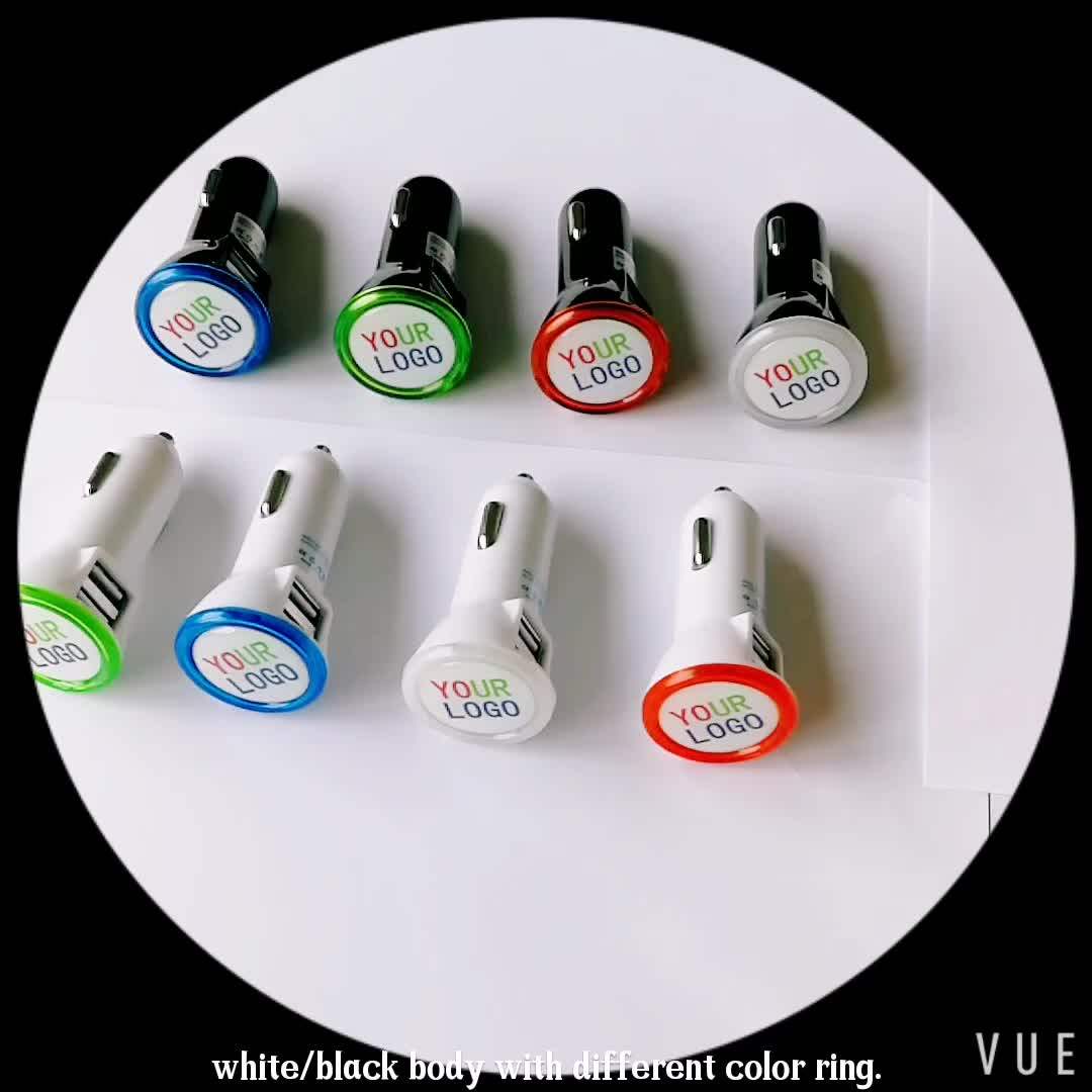 Promotional Fast Led 2 Port Usb Mobile Phone Smart Car Charger With